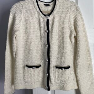 Elegant white Jacket with Black Trim